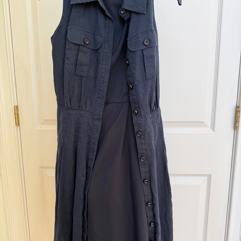 Jones New York Linen Sleeveless Shirt Dress – Navy, Size 0